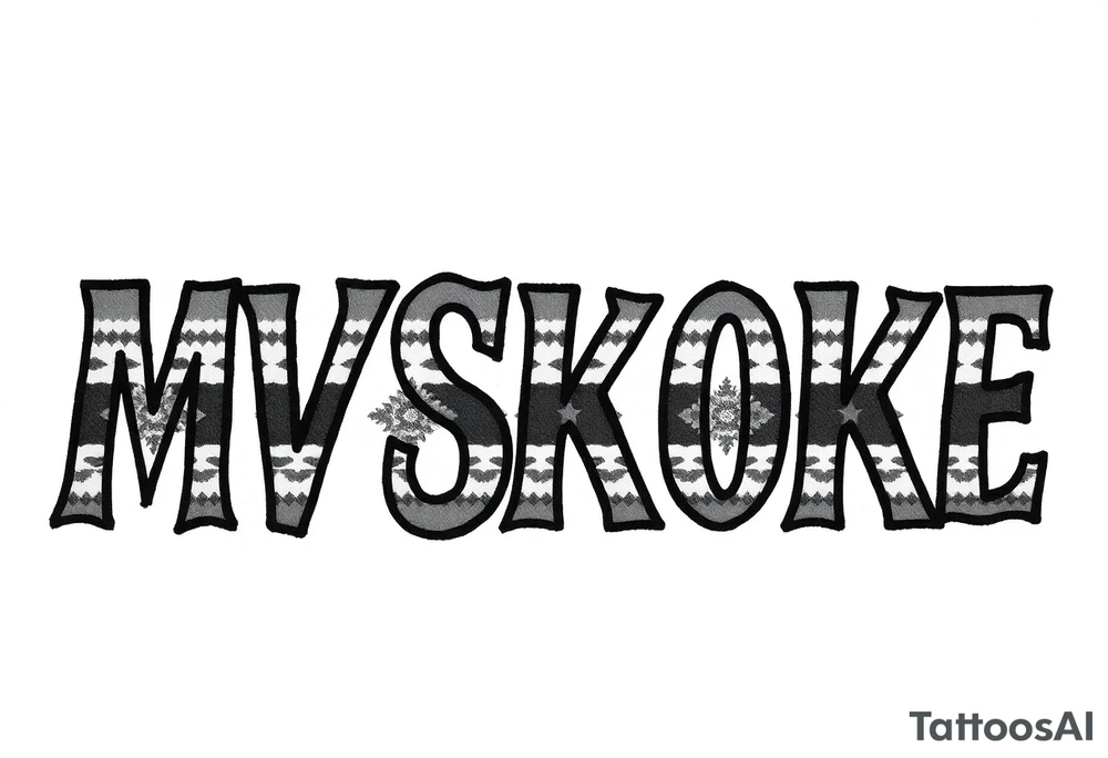 The word “MVSKOKE” shaded with Pendleton print tattoo idea