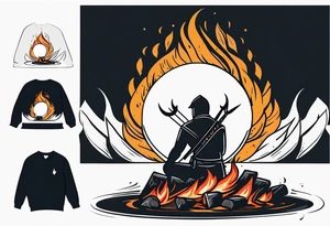 Bonfire with a smoke that forms into an archer tattoo idea