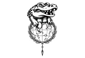 can you create a globe with laurel wreaths on the bottom and a gator above the glove tattoo idea