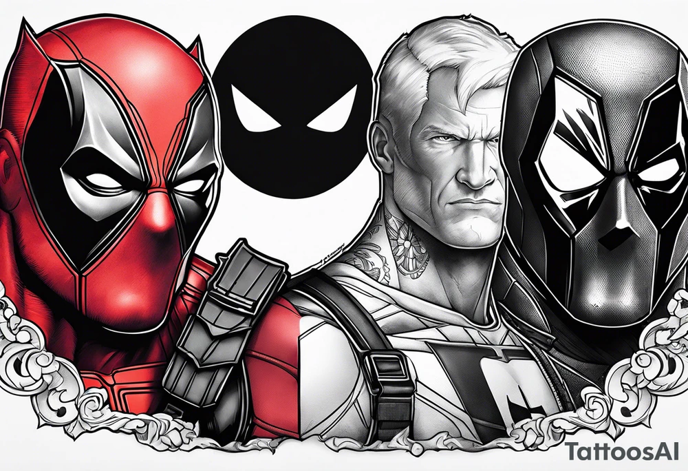 Ying yang punisher and deadpool tattoo idea