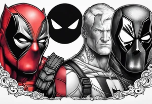 Ying yang punisher and deadpool tattoo idea