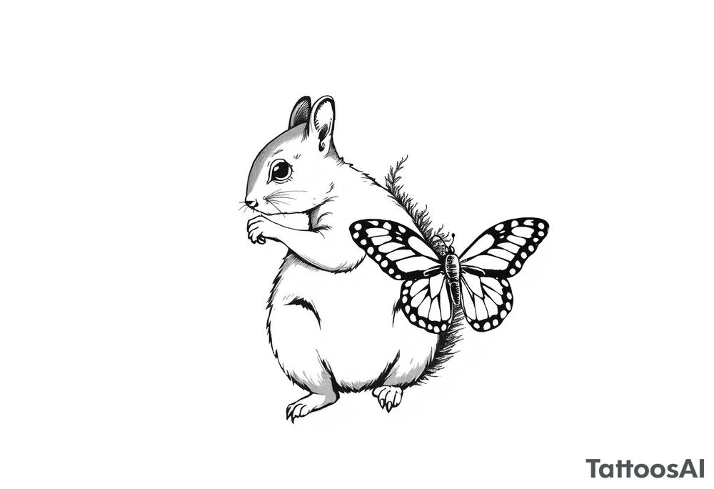A Squirrel holding butterfly tattoo idea