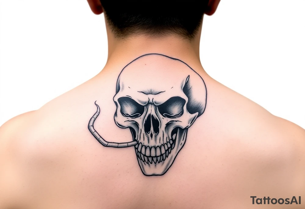 skull with cordyceps fungus smoking out of its mouth tattoo idea