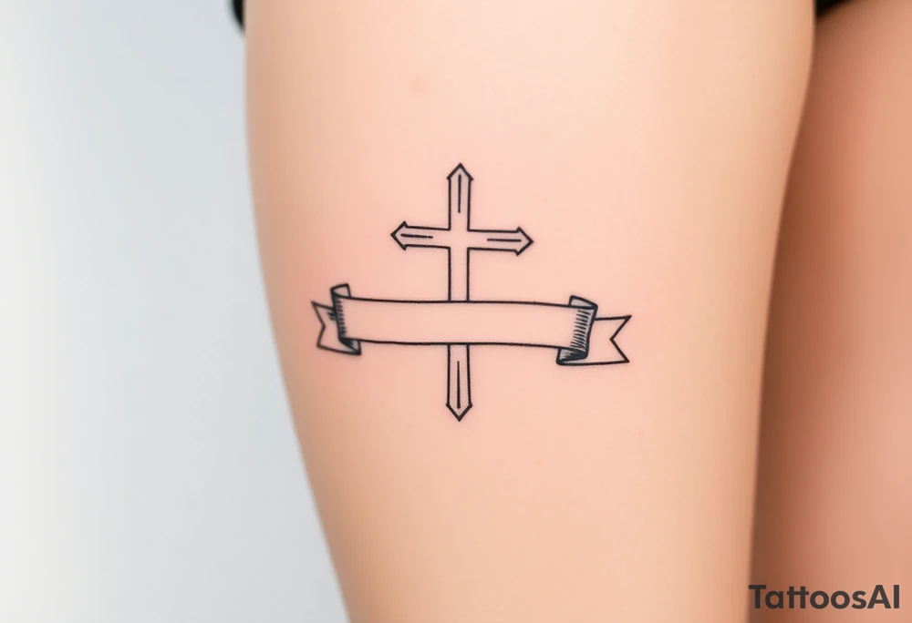 Cross a banner
Around it tattoo idea