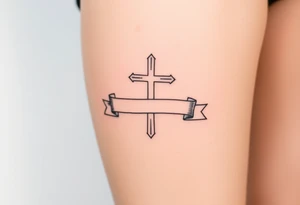 Cross a banner
Around it tattoo idea