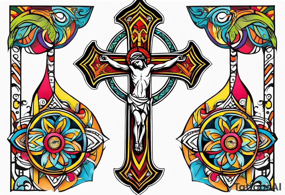 Tribal crucifix tattoo idea