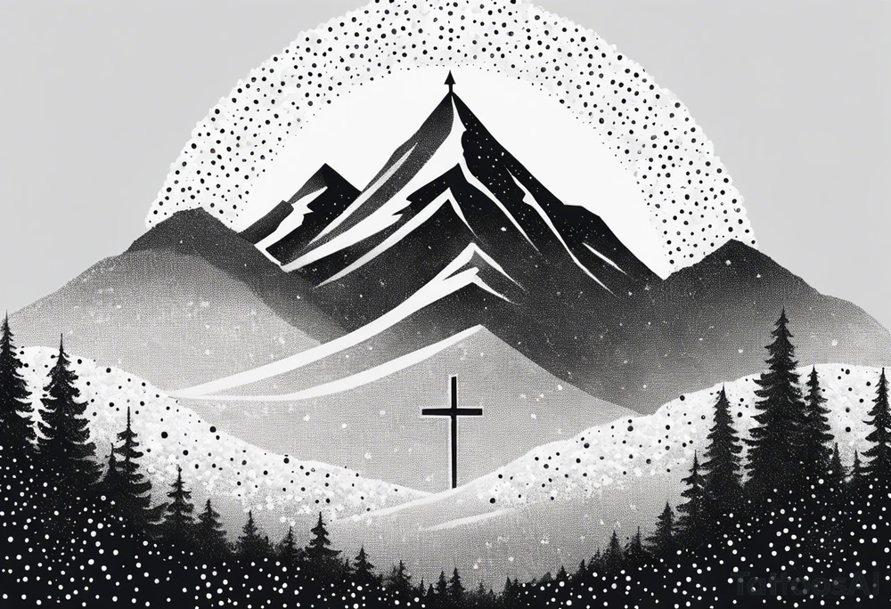 Mountain cross tattoo idea