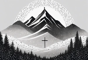 Mountain cross tattoo idea