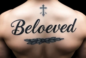 make me an image the word “Beloved” in various cursive fonts underlined by a sage bundle beneath it tattoo idea
