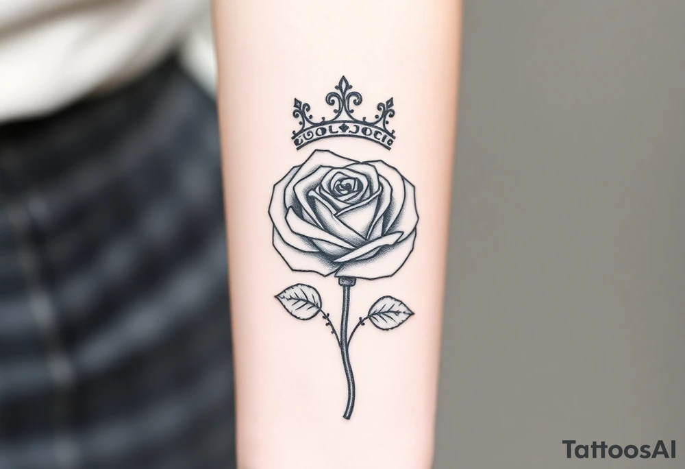 A rose with a crown on-top of it tattoo idea
