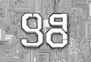 The numbers 856 in blocky numbers above my knee tattoo idea