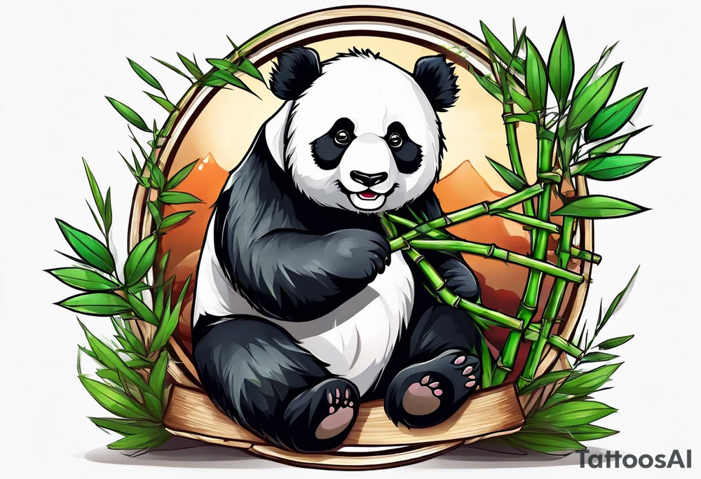 Cute panda with bamboo tattoo idea