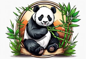 Cute panda with bamboo tattoo idea