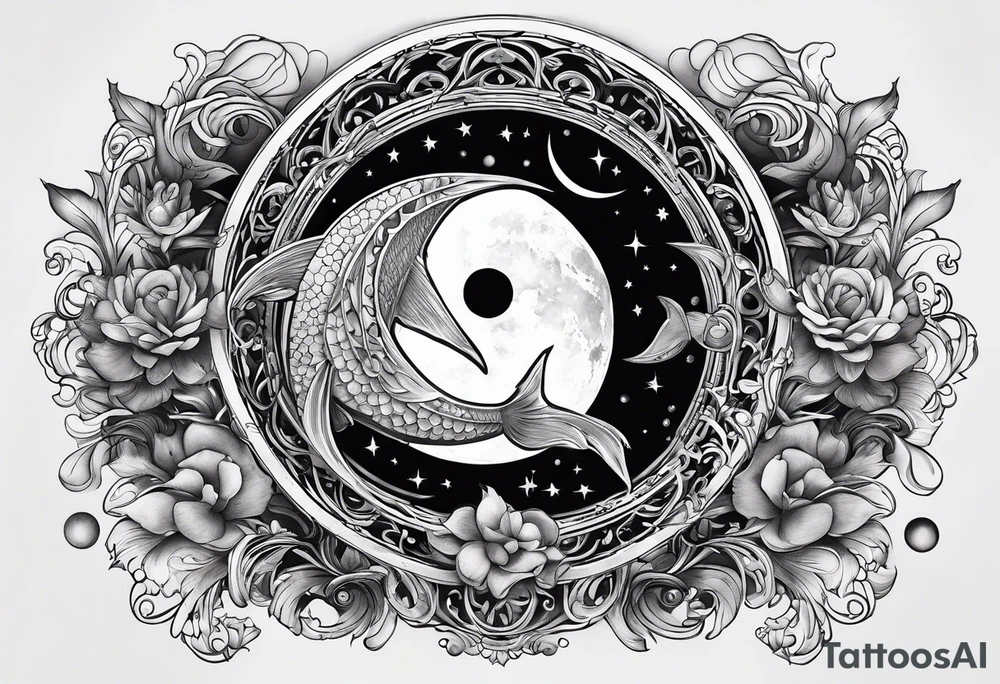 Pisces in a full moon tattoo idea
