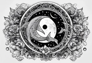 Pisces in a full moon tattoo idea