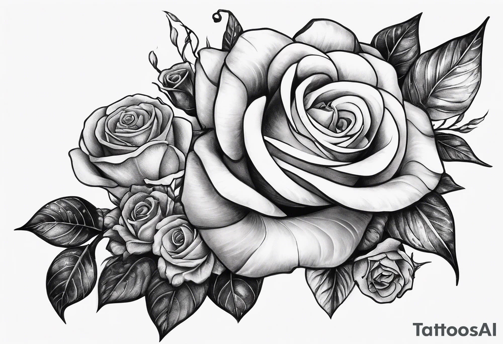 snake wrapped around my arm with one money flower and one rose flower tattoo idea