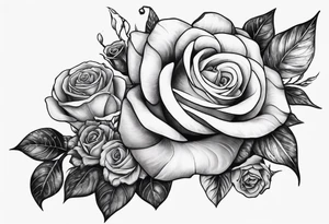 snake wrapped around my arm with one money flower and one rose flower tattoo idea