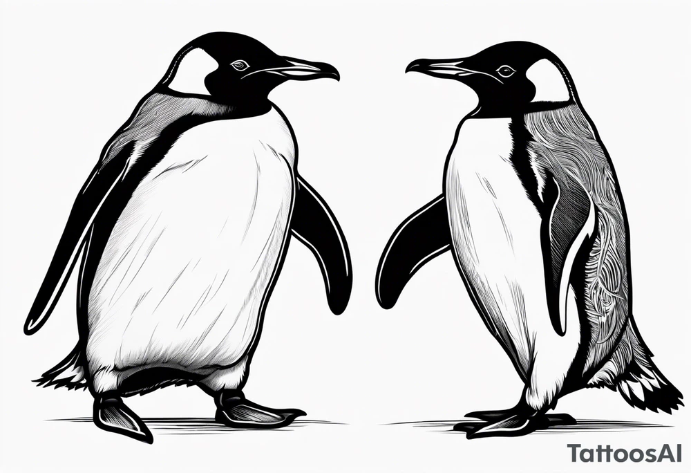 Fat penguin doing a kickflip tattoo idea