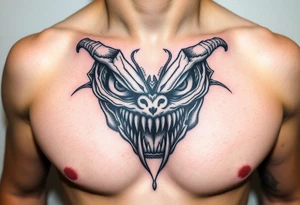 Scary teeth alien eyes tattoo idea
