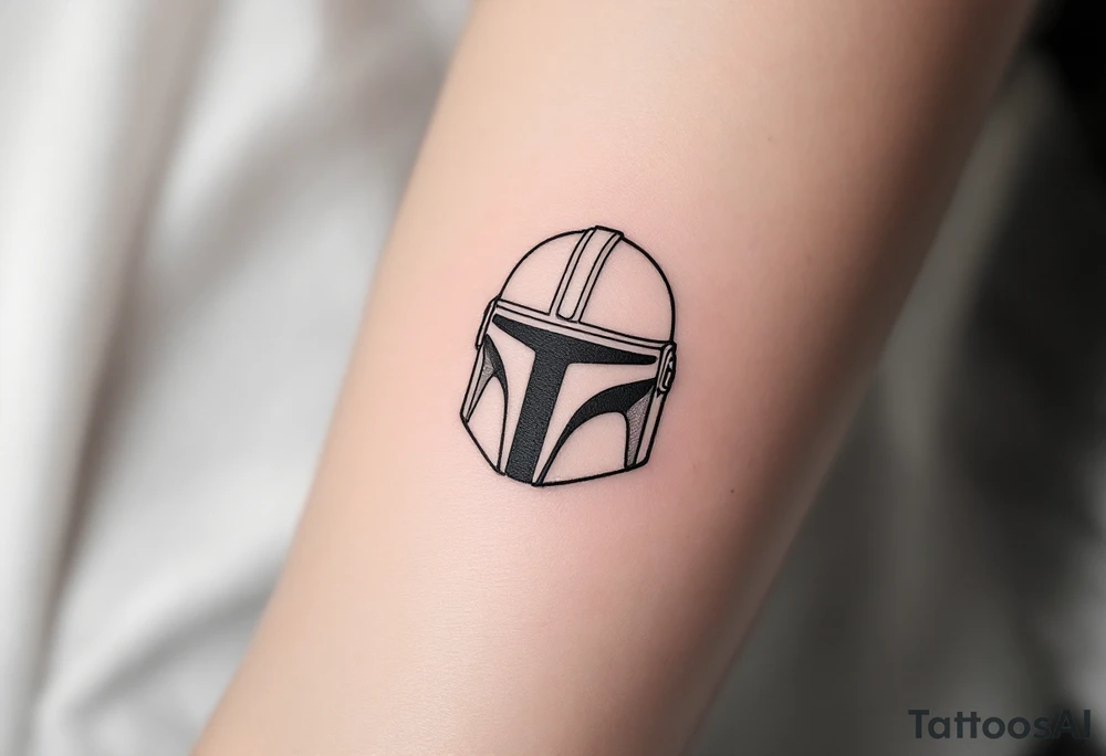 Custom Mandalorian helmet tattoo idea