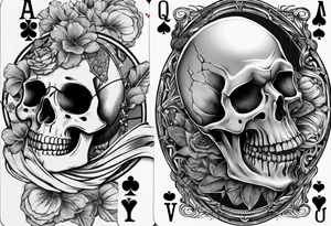 Skeleton hand holding 2 playing cards tattoo idea