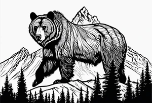 grand Teton mountain with a grizzly bear tattoo idea