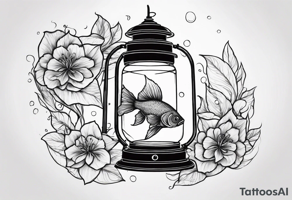 A beta fish inside of a lantern tattoo idea