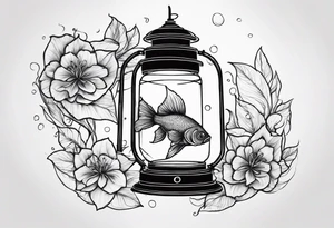 A beta fish inside of a lantern tattoo idea