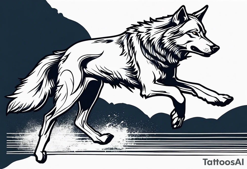 Wolf running tattoo idea