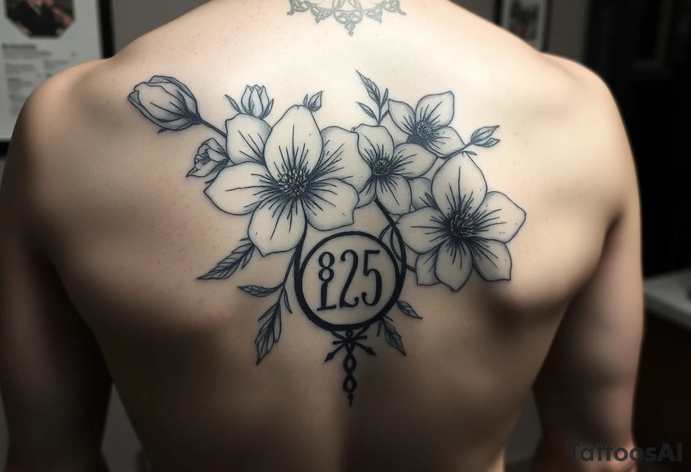 Pretty flowers with 8/20/65 included and leo sign tattoo idea