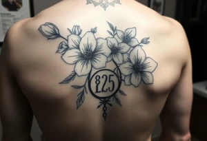 Pretty flowers with 8/20/65 included and leo sign tattoo idea