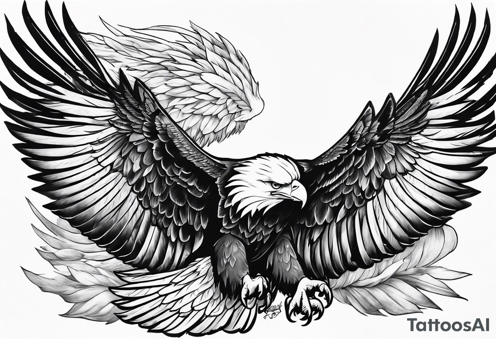 eagle in flight holding a Fasces tattoo idea