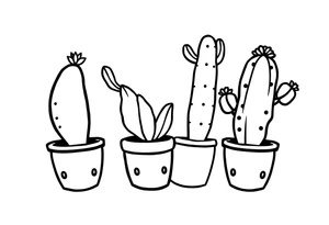 4 unique cute cacti in a pot tattoo idea