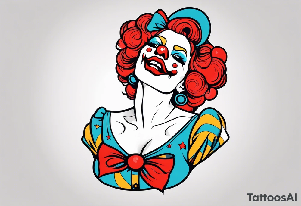 murderous female pin up clown tattoo idea