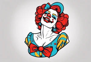 murderous female pin up clown tattoo idea