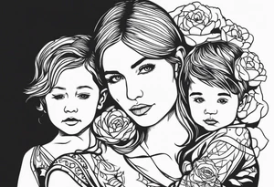 Mom with son and daughter tattoo idea
