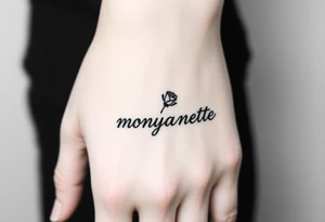a rose seperate and a semicolon seperate from the name “monyanette” tattoo idea