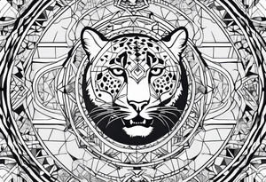 geometric world map tattoo with a cheetah tattoo idea