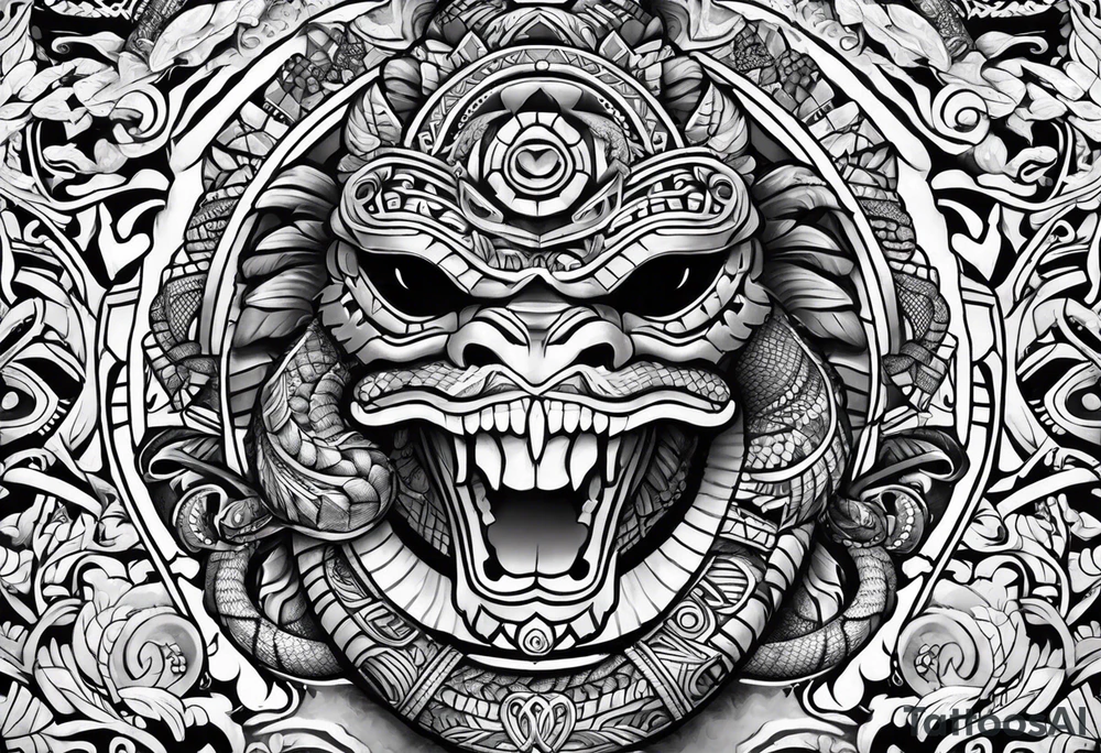 aztec snake sleeve tattoo idea