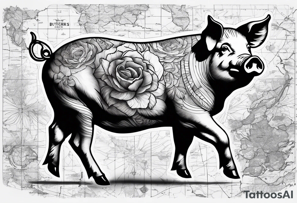 Butchers map of a pig tattoo idea