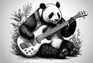 A panda playing the bass guitar tattoo idea