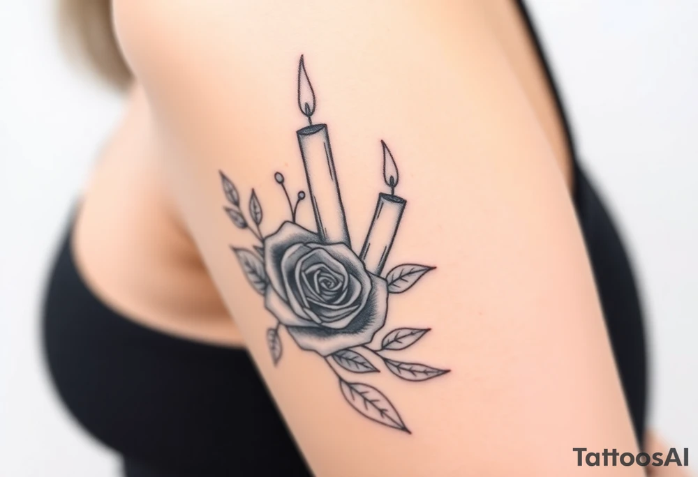 Blue, 2 roses, 2 candles tattoo idea