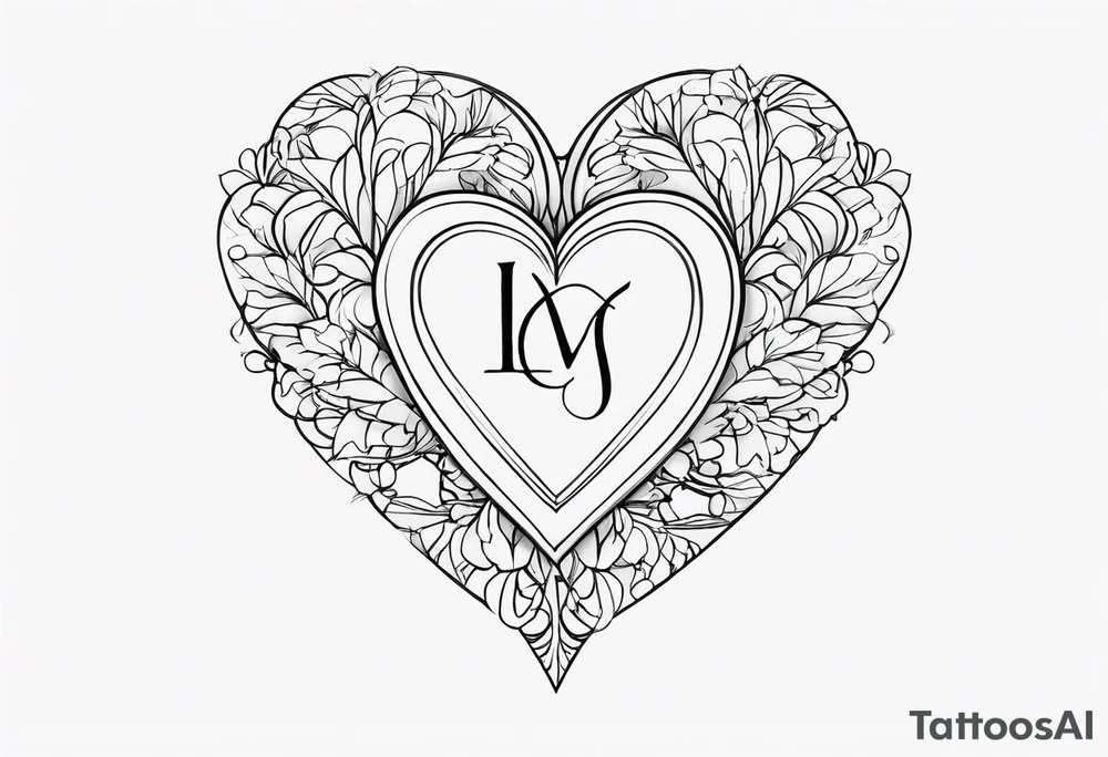 Heart with initials tattoo idea