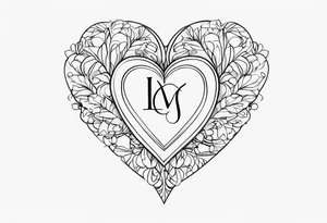 Heart with initials tattoo idea