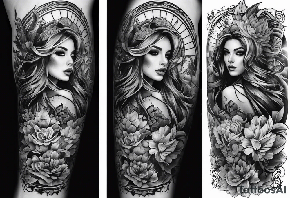 Sleeve full leg tattoo idea