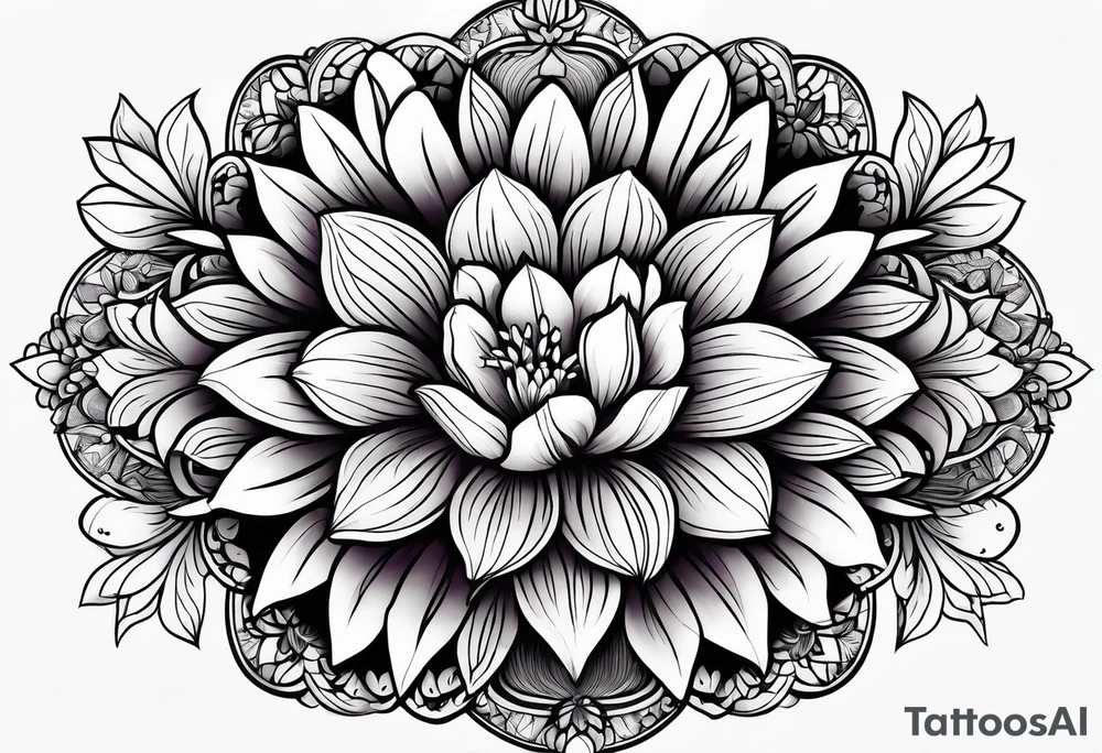 tulip and lilac mandala mini tattoo idea