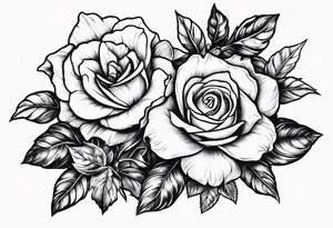 Rose + narcissus flower + holly flower together tattoo idea