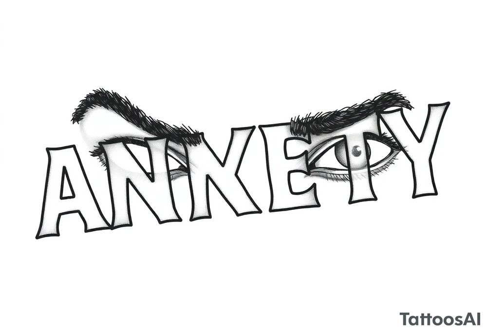 the words 
action beats anxiety with someone eyes who look extremely focused use lebron James game 6 vs Celtics tattoo idea