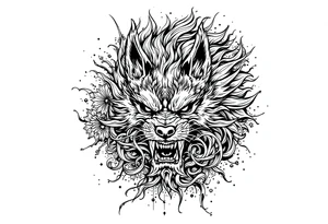 Japanese female Fu dog tattoo idea