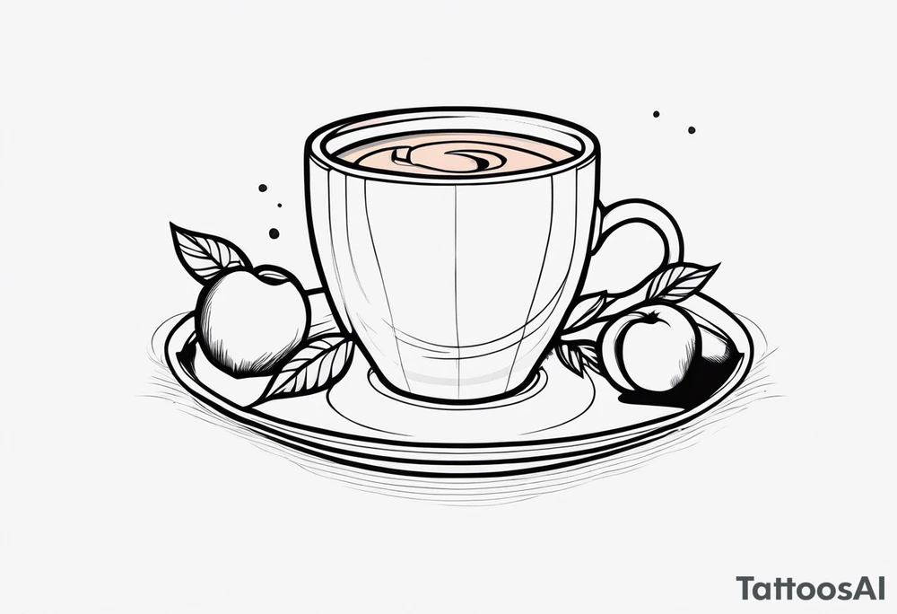 mocha coffee, moon, peach, tattoo idea